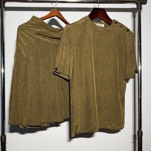 Designer VTG Gloria Sachs 100% Silk Matching Separates Blouse (6) Skirt (8)